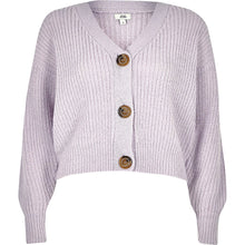 Lilac horn button knit cardigan
