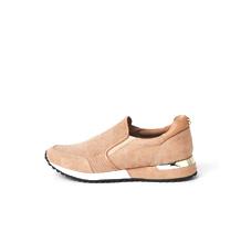 Beige faux suede runner trainers