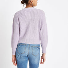 Lilac horn button knit cardigan