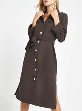 Dark brown belted shirt dress